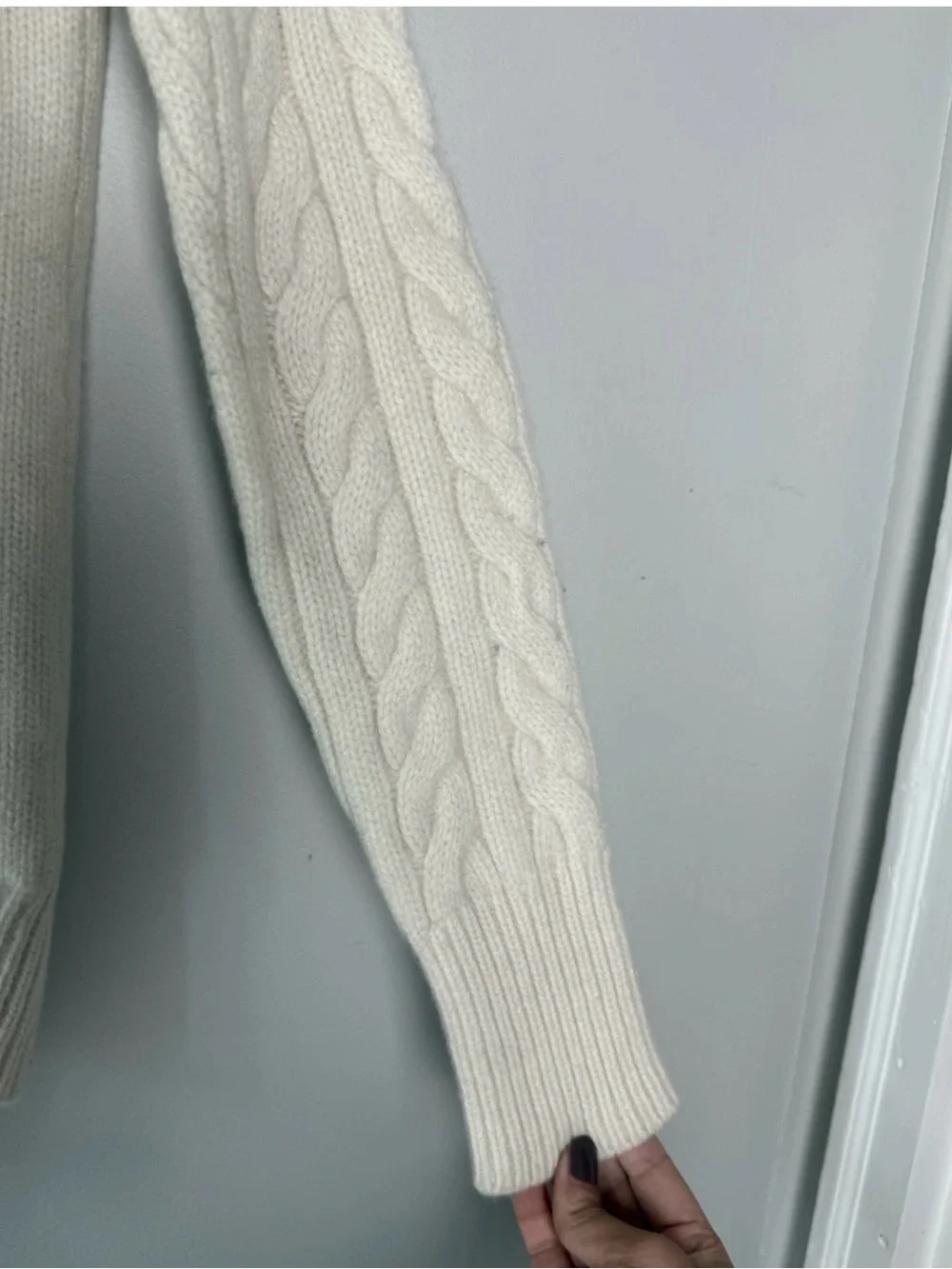 Alps & Meters women’s L merino cashmere ivory sweater fisherman cable knit